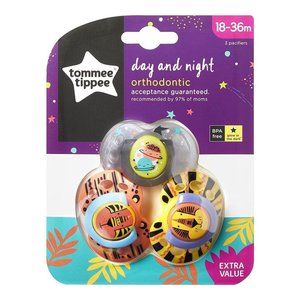 Tommee Tippee Day & Night Pacifiers, with Glow-In-The-Dark 3 Count